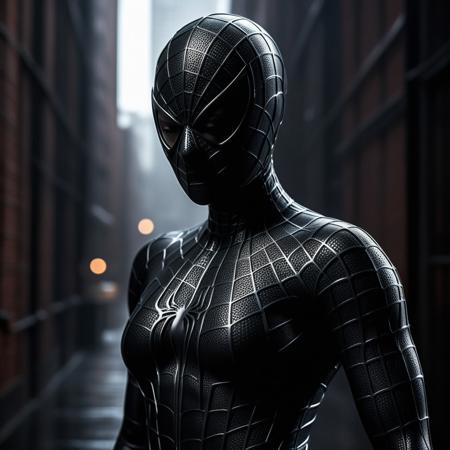 score_9, score_8_up, score_7_up, best quality, realistic, masterpiece, beautiful detail, hyperrealistic, night, ((1girl, woman body, large breast)), amazing detailed full body of a cute korean girl, wearing a realistic and highly detailed black raimi spider-man suit, ((defined muscular girl)), professional model wears ultra - detailed black raimi spider - man suit, ultra - detailed and grained black raimi spiderman suit, suit covered entire body and hand, black spiderman gloves, wet, ((black spiderman mask, mask covered eyes and face)), close up, octane render, highly detailed, volumetric, dramatic lighting, (highest quality:1.1), (HDR:1.3), (top quality, best quality), realistic, high definition, sharp contrast between light and shadow, athletic and fit physique, highly detailed and accurate portrayal, photorealistic rendering, tense and alert atmosphere cinematic scene, cinematic lighting, lifelike expression, accurate character design, interesting and complex background details,