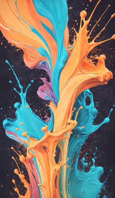 Beautiful abstraction of liquid paints in slow blending flow mixing together gently. Dramatic unusual scene. Beauty world. Retro filter and vintage style. Instagram toning effect, breathtaking photograph.