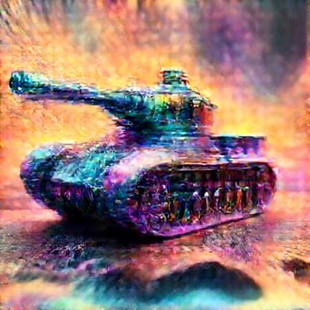 made out of fractangles, tank rolling through a fild.