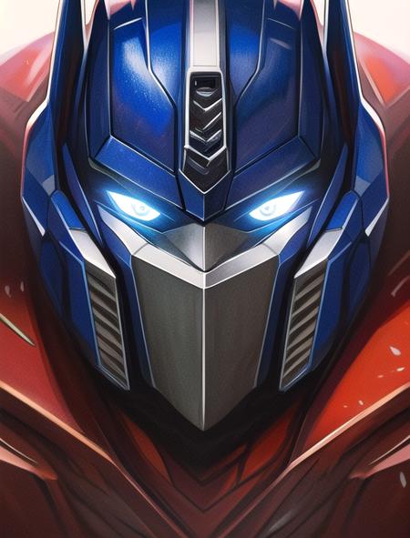 best quality, masterpiece, highres, detailed, digital artwork, <lora:Detail - add_detail:0.2>, OptimusPrime, blue eyes, robot, red body, blue head, glowing eyes,  <lora:Character - OptimusPrime:0.8>