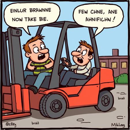 humor comic forklift truck accident