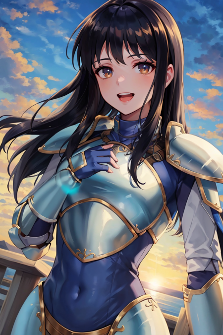 (highly detailed:1.3),
astrid fe, looking at viewer, smile, open mouth, gloves, upper body, sky, cloud,  
Ultra-detail,(highres:1.1),best quality,(masterpiece:1.3),cinematic lighting,
,  <lora:Astrid_v2:0.85>