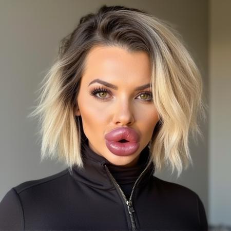 Huge lips, fakest lips, realistic morph style for FLUX V1