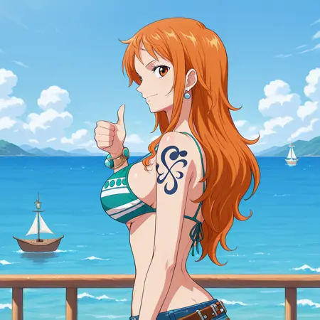 AK Nami Fish-man arc green bikini & jeans