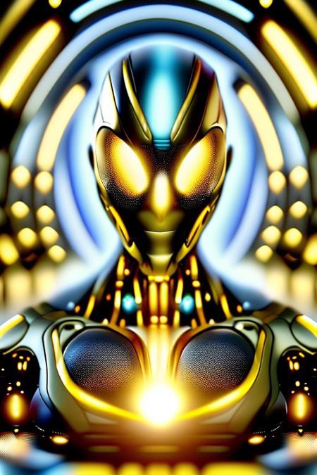 masterpiece, awesome quality, hyper detailed, ((DonMX3n0T3ch, futuristic, scifi, tech)), female robot,  <lora:DonMX3n0T3ch:1.5>