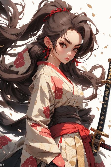 (close-up:1.1),upper body,weapon, 1girl, long hair,male focus, sword, solo, japanese clothes, holding, holding weapon, katana, holding sword, sheath, , , long sleeves, , haori, , hakama, kimono, sheathed,,
,, <lora:niji_wushi_v10:1>