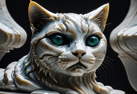 close up shot, cat eye, marble sculpture