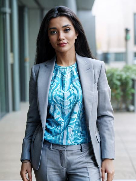 ultrarealistic photo of a 30-year-old amja woman, outdoors, wearing colorfulChuridar Suit  covering chest and cleavage, tilt-shift shot camera angle, looking at camera, day time,hyperdetailed, beautiful bokeh <lora:amja_Amy_Jackson_SD15_LoRA_prodigy-000003:0.8>
