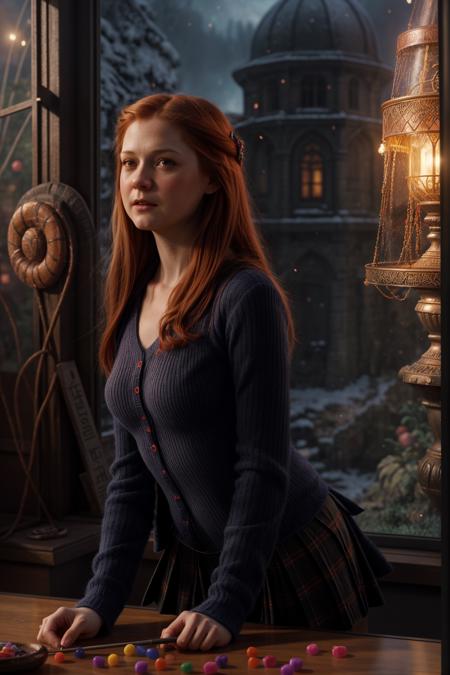 (GWBW, A ginger haired witch look at the window of a candy store in Hogsmeade, wearing a school uniform from Hogwarts:1.2), night lighting, impressive natural scenery and a peaceful atmosphere, creating a breathtaking visual spectacle, ink stroke realistic film style, thick strokes, masterpiece, high quality, centered, perfect composition, detailed, hdr, epic background, line art, digital illustration, comic style, dynamic, highly detailed, artstation, concept art, smooth, sharp focus, illustration, Thomas Moran style, art by Carne Griffiths and Wadim Kashin, detailed background, 60-30-10 color rule, warm tones, godrays, unreal engine, greg rutkowski, loish, rhads, beeple, makoto shinkai and lois van baarle, ilya kuvshinov, rossdraws, tom bagshaw, alphonse mucha, global illumination, detailed and intricate environment <lora:more_details:0.25> <lyco:GoodHands-beta2:1.0>