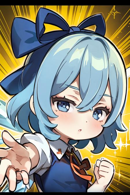 masterpiece, best quality, <lora:cirno:1>1girl,cirno,(chibi:1.2)