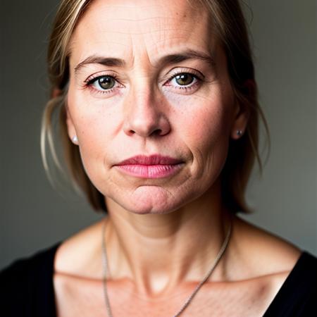 a close up photo portrait of a woman with a serious look on her face, mschoeller1