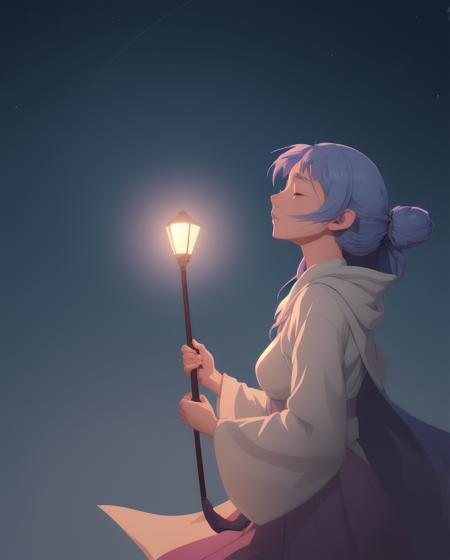 illustration of a [Figurative|Functional] "Whispers of the night breeze, a gentle caress, carrying hopes and dreams to the corners of the earth.", Cel shading, spotlight, Low shutter, artstation