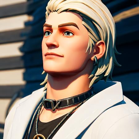 (masterpiece:1.2, best quality), FortniteStyle, 1boy, white hair, black overcoat, katana, epic <lora:Fortnite-000009:0.79>