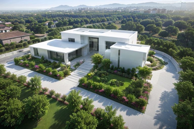 full facade one stunning house building  on the street, modern villa with,architectral view,beautiful landscape,housev1