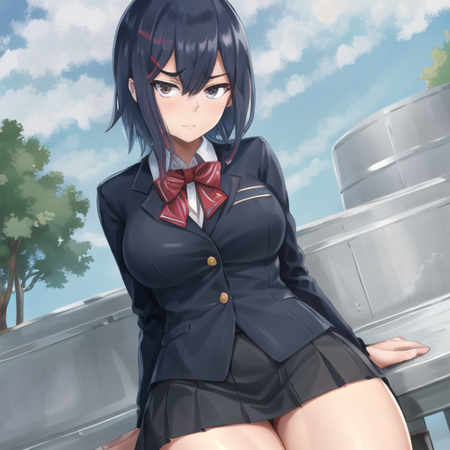 tukito,1girl, <lora:Sty2-02:0.85>,thick thighs,school uniform, (park)