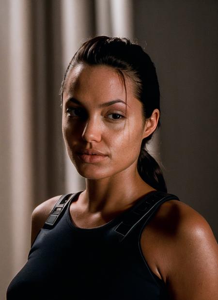 RAW photo, skswoman, (high detailed skin:1.2), 8k uhd, dslr, soft lighting, high quality, film grain, Fujifilm XT3, <lyco:Lara Croft Jolie:1.1>