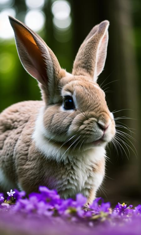 close up photo of a rabbit, forest, haze, halation, bloom, dramatic atmosphere, centred, rule of thirds, 200mm 1.4f macro shot