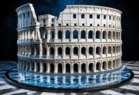 Excellent quality, masterpiece, high resolution, intricate and detailed,
(cs-cr1stal-v2:1.2),
figure composed of a single huge brilliant, sculpture of a (colosseum:1.1) in white and blue liquid marble, translucent, gold veins,
translucent, ethereal, majestic, detailed digital art, close-up, ground shot,
dark background,