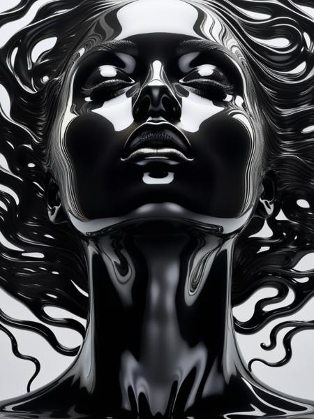 A mesmerizing close-up illustration depicts a woman metamorphosed by enigmatic forces from black liquid oil, showcasing smooth lines and an exquisite interplay of light and shadow. This fantastically bright creation, while seemingly simple, holds intricate layers of meaning. The artwork captivates with its intricate beauty, emphasizing minute elements, and as the light gracefully falls, it crafts an even more captivating image. High-quality detailing and finesse are evident throughout, creating a truly enchanting piece. <lora:tweak-detail-xl:1> <lora:extremely_detailed:1> <lora:add-detail-xl:1>