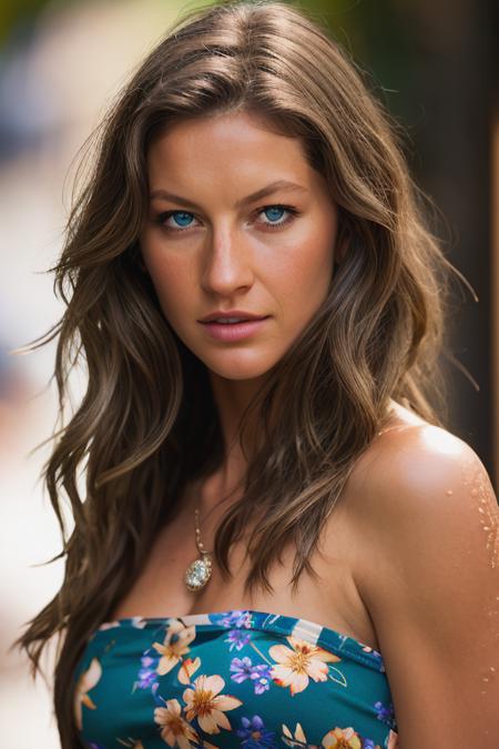 <lora:g1s3l3bund:0.9>, a Realistic photo of g1s3l3bund woman, long hair, looking at viewer, blue eyes, blonde hair, brown hair, bare shoulders, jewelry, upper body, parted lips, armpits, lips, watermark, floral print, ring, web address, realistic, soft lighting, professional Photography, Photorealistic, detailed eyes, RAW, analog, sharp focus, 8k, HD, DSLR, high quality, Fujifilm XT3, film grain, award winning, masterpiece