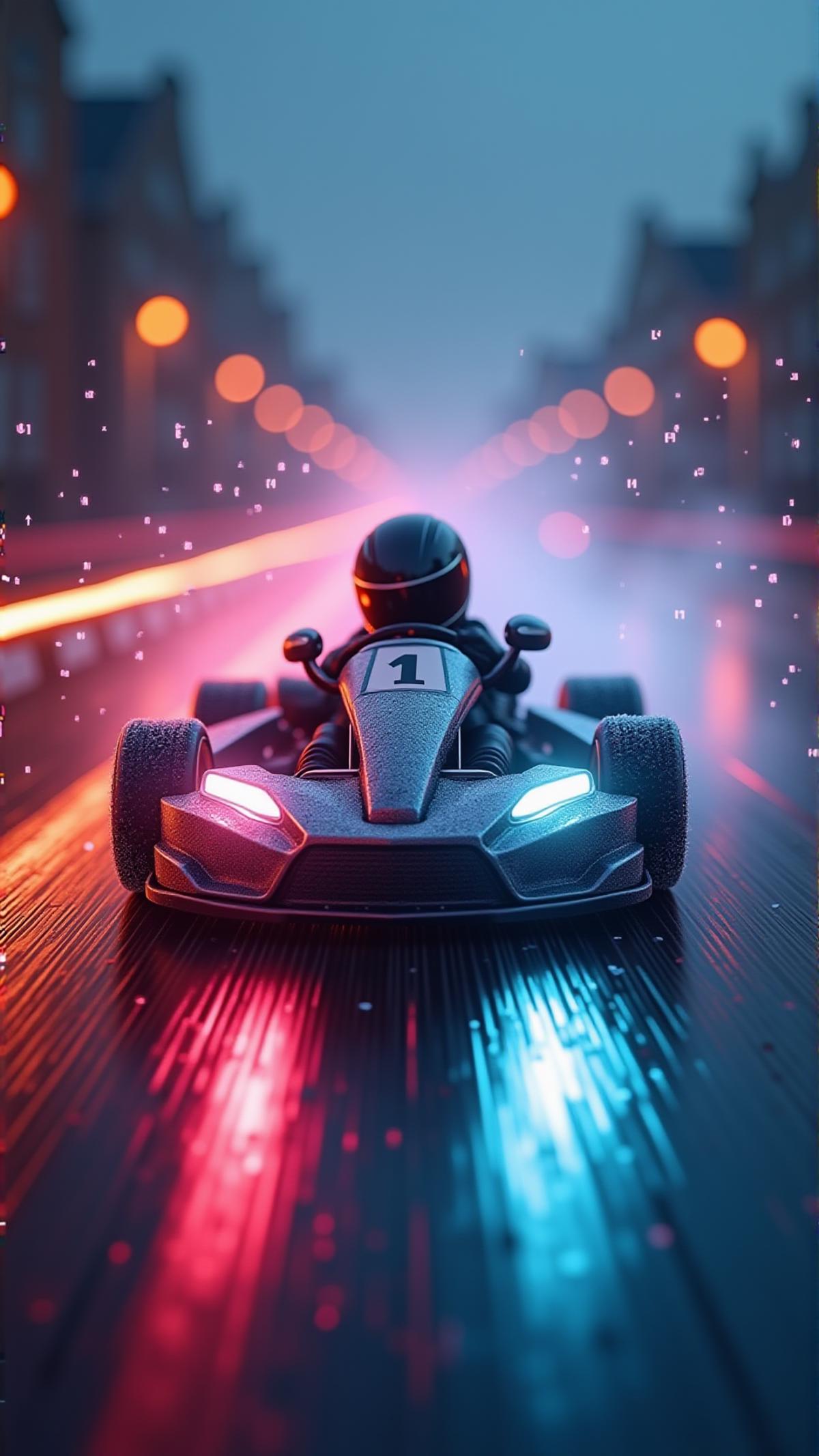 In a whimsically Sci-fi scene, a digital Michael Weatherly Kart race materializes in a tilt-shift photograph. The main subject is a Fatigued Whitney Cummings Kart with glitching pixels, racing through a miniature electric color Road. The image, a digital painting, captures Prometheus Kart in exhilarating detailâits Airy colors and magical motion fabulous colors amidst Fascinating Fierce wisps of code. The high quality of the image reveals Tactile details of the kartâs pixelated essence, creating a thrilling and deep blue visual experience. (Airy:1.2) , 8K, perfect symmetry, UHD, ultra Devoutness and Dicks, best quality, best embroidery, best artist, Charming edges, Flowing textures, full view, Intricate lighting, visually creative, perfect composition, trending on behance