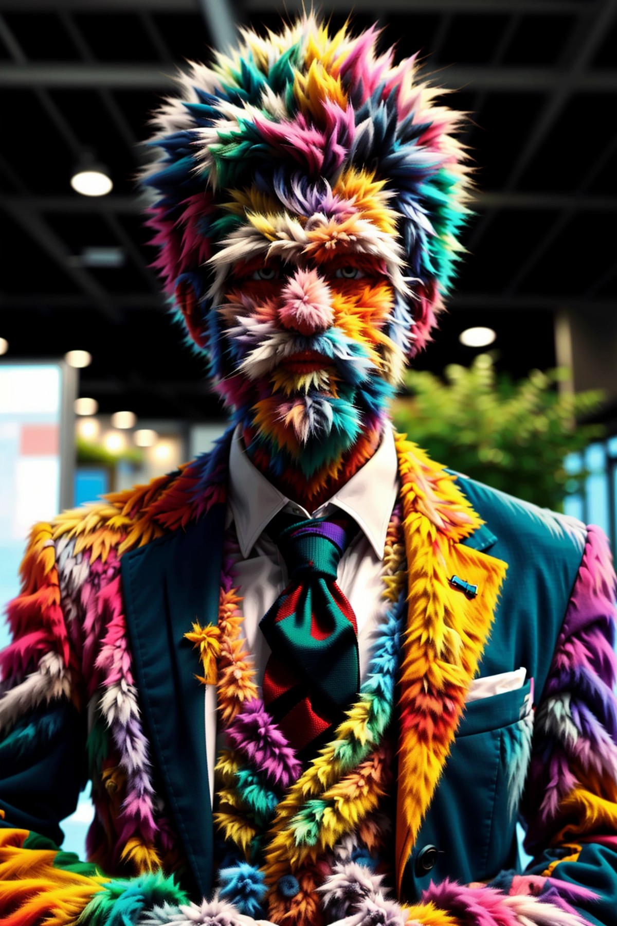 martius_fuzz man, colorful, wearing a business suit, office background <lora:martius_fuzz:1.1>