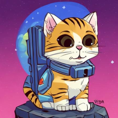 evang, a Cute kitten in a space suit 