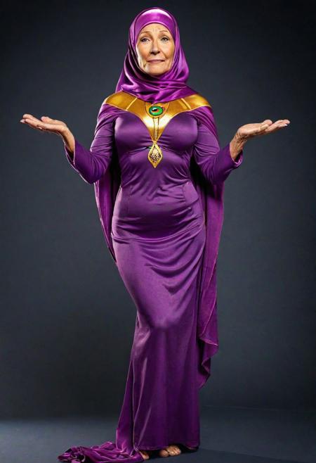 mature, 55 years-old, headscarves, photorealistic, MILF, GILF, Mom, Mommy, Mature, Busty, 55 years-old, religious, bible, orthodox headscarves,   starfire, flying, high, arched back, standing straight [speech bubble : (question mark:1.1):0.2] (jack o pose) jack-o-pose,