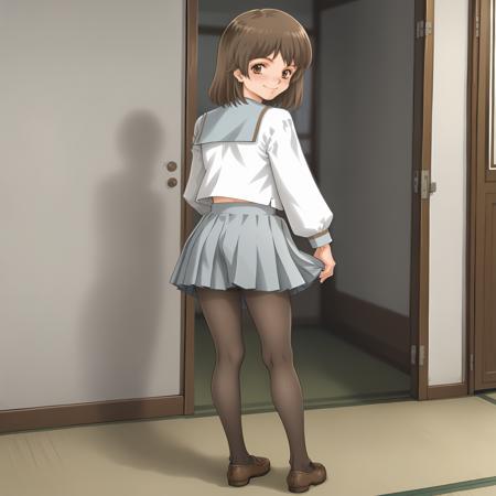 AkariHarada,1girl,brown hair,medium hair,brown eyes, serafuku,