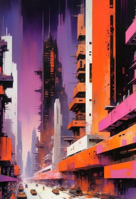 first person view, crowd, (John Berkey Style page, John Harris Style page, John Blanche Style page) painting
((((orange/pink/purple/black/white))))
(absurdist grotesque hyper brutalist and abstract cyberpunk city:1.4)
(ads, graffiti, neon, billboards, skyscrapers)
grime, patterns, textures, dark night, (bokeh), complex background, intricate details, dynamic, clashing colours, glow, source light, intricate detail, Suthin tones, sparse crowd
hyperdetailed, reflections, muted colors, <lora:add-detaill-xl:1>