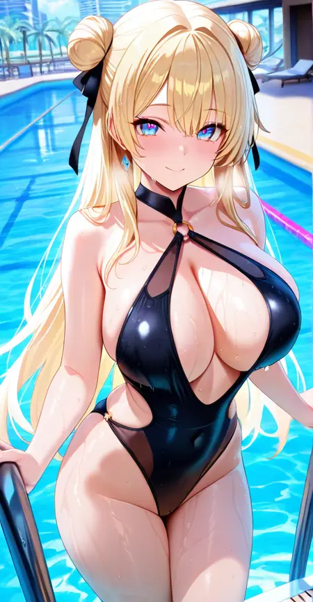 Black one-piece swimsuit