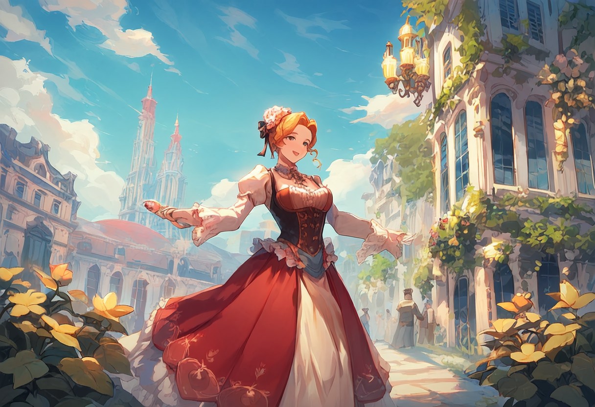 score_9, score_8_up, score_8. score_9, score_8_up, score_7_up, masterpiece, 4k, high quality, (best quality:1.1),anime, beautiful drawing, In the heart of a bustling steampunk Victorian city, a woman in an exquisite, elaborate dress stands amidst the crowd. Her eyes are fixed on a street musician, his melodies weaving through the industrial noise, his face radiating joy. The scene captures the stark contrast between the city's mechanical progress and the beauty of nature. This vivid picture, perhaps a painting, exudes lush detail: the intricate gears of the woman's attire, the musician's genuine smile, and the fusion of cityscape and greenery in the background. The image is a masterpiece, skillfully blending nostalgia, whimsy, and urban grit.