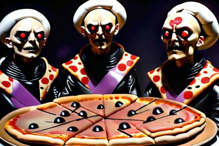 pizza_dreams nightmare convention, everyone is dressed like priests, futurism, winter