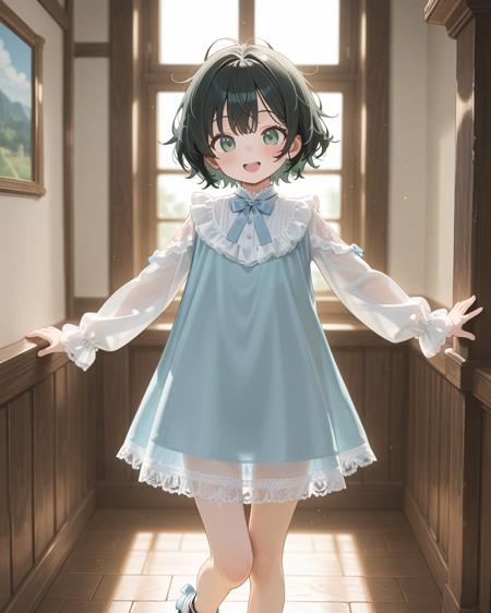 Long sleeves frilled short dress v1.0