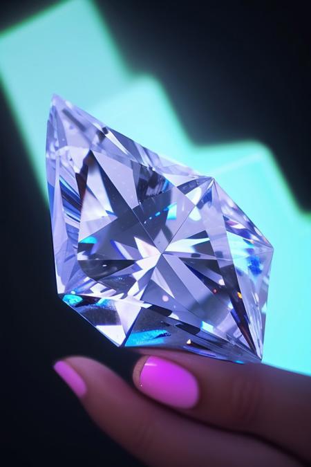 gorgeous neon diamond, front view,