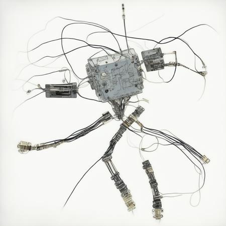 anime wires, circuitry, silicon, chips, polished steel, when robotics are not yet fully completed (ScuffedRobotics style:1) <lora:djzScuffedRobotics:0.8)