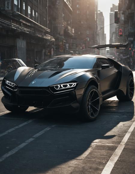 Techwear fashion <lora:Eddie Mendoza CLIP-000005:1>,car,motor vehicle,ground vehicle,vehicle focus,concept art,sun shines down on the car [3],Eddie Mendoza, . Futuristic, cyberpunk, urban, tactical, sleek, dark, highly detailed