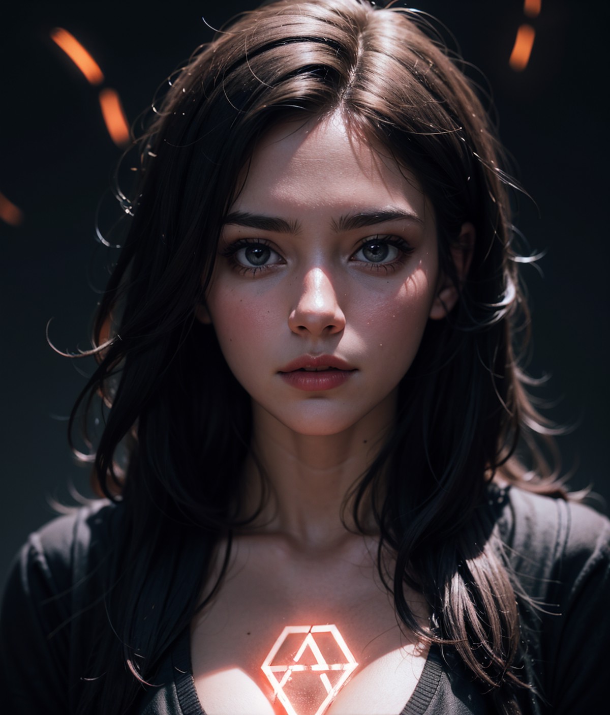 (((realistic))) 1girl, cleavage, surrounded by glowing runes,
dark theme, photography
