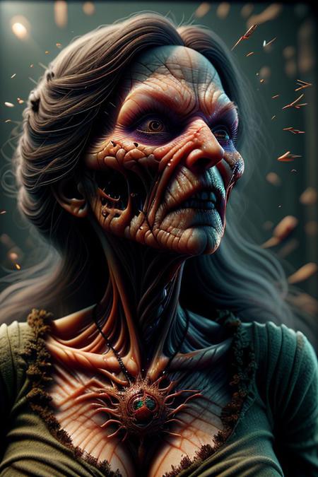 A hyper-realistic Close up shot of a figure completely made of grass and red flowers in female form, full body zoomed in, ultra sharp focus photo, 3d render, architecture, dark fantasy, vibrant  (photography, high-resolution, dynamic, energetic,hyper-realistic, dramatic lighting, shallow depth of field.)HalloweenGlowStyle, ral-wtchz, CyberRealistic_Negative, ral-wtchz