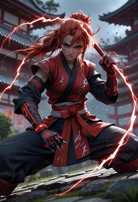 score_9, score_8_up, score_7_up, realistic, masterpiece, best quality, <lora:ck-shadow-circuit-IL:0.60>,
masterpiece, best quality, good quality, very aesthetic, absurdres, newest, 8K, depth of field, focused subject,
dynamic angle, a ninja, 1girl, fighting stance, long wolverine adamantium metal claws on knuckles, wielding a katana, japanese garden, sci-fi, illustration, retro
<lora:MoriiMee_Gothic_Niji_Style_Illustrious_r1:0.30>
<lora:ck-nc-cyberpunk-IL-000011:0.30>
 <lora:ck-70s-scifi-IL:0.40>red lightning, a riot of the elements, lighting. effects, high detail, particles floating in ancient runes, white energy, mana, epic atmosphere, <lora:kVoidEnergy-000001:0.5> Energy V0id3