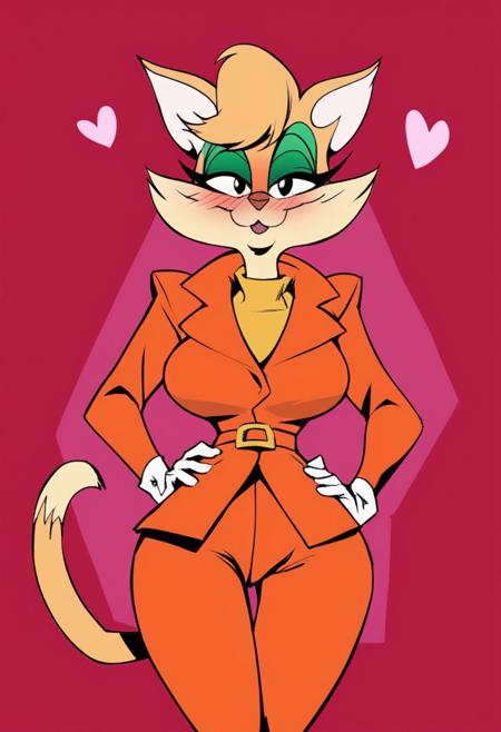 score_9, score_8_up, score_7_up, score_6_up, score_5_up, score_4_up, retro artstyle, BREAK 
Tabitha_Fantomcat,1girl,black eyes, valentine, solo, blush,cat tail, furry, breasts,short hair, furry female, red background, happy valentine, animal ears, averting eyes, hand on own hip,happy valentines day!, box,short hair, white gloves, incoming gift, gloves, pants, holding, gift, large breasts, heart-shaped box, suit, standing, cowboy shot, formal, jacket
<lora:lorijackrabbit-v1:0.9>