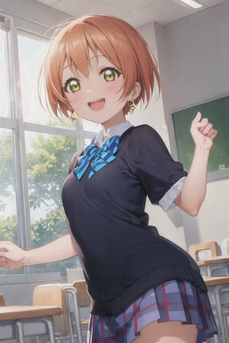 hoshizora_rin, 1girl, solo,  short hair,  cuff, (Beatrice), <lora:rin_v1-000009:0.8>
(illustration:1.1),(best quality),(masterpiece:1.1),(beautiful and clear background:1.25),(extremely detailed CG unity 8k wallpaper:1.1), (colorful:0.9),(depth of field:0.75),( ink splashing:0.95),(color splashing:0.85),(watercolor:0.65),
(cowboy shot:1.4),blue (school uniform:1.4), :d,  dress, earrings,looking_at_viewer, neck_ribbon, smile,
classroom, indoor, sunny, detailed blue sky