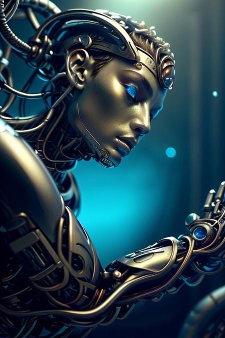 cinematic film still silverpulse, cyborg snake, simple background, high quality, artistic, vibrant colors, detailed textures. futuristic sleek/glossy silver and blue glow, vibrant colors, detailed textures., Concept art, cyborg, background, vintage, modern, SilverPulse, <lora:SilverPulseMorphXL:0.8>, excellent composition, artistic, highly detail, holy, sunny, dynamic dramatic beautiful full taking . shallow depth of field, vignette, highly detailed, high budget, bokeh, cinemascope, moody, epic, gorgeous, film grain, grainy,