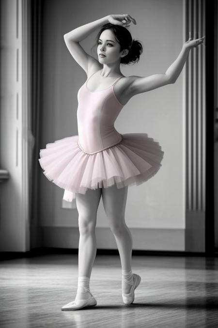 Joseph Biden monochrome picture,  wearing  a pink ballet tutu , dancing in the US capital