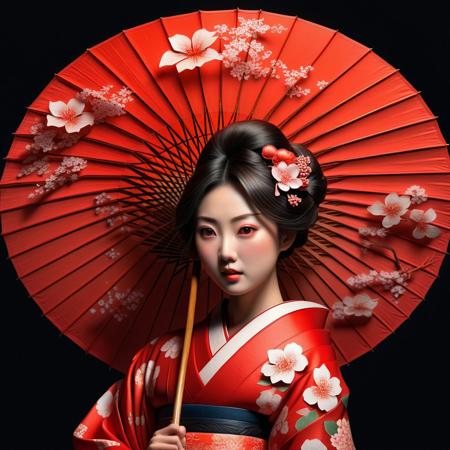 Ultra realistic color pencil image of
a stylished beautiful Japanese woman in a red kimono holding a gigantic red paper parasol behind her, the parasol have Japanese signs on it in black. The parasol behind her takes up the whole frame.
BREAK
dynamic lighting, (soft shadows), (soft focus), (photo realistic), uhd, 8k