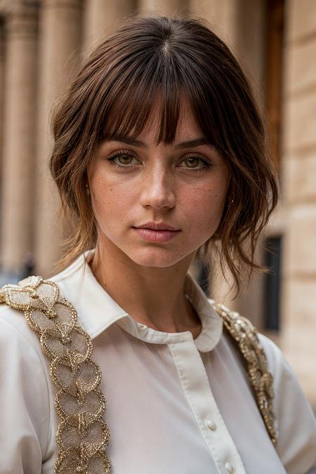 RAW photo of skswoman, subject, 8k uhd, dslr, soft lighting, high quality, film grain, Fujifilm XT3
wearing luxury clothing , with light brown Side-swept bangs , background vatican city