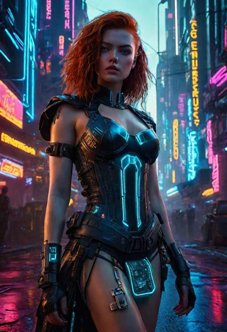 High resolution ultra-realistic of Beautiful Cyberpunk girl, 8k, capturing the intensity of the moment, cinematic lighting, standing on a troubled street in a futuristic city in a bloody battle, wavy red hair, realistic dirty pale face, realistic blue eyes, beautiful hourglass figure, burning in a futuristic city, intricately designed cyberpunk style dirty clothes, Cyberpunk 2077 Aesthetic, perfect athletic figure, beautiful Sadie Sink as Cyberpunk girl, ultra realistic, cinematic style, vigorous and seductive, athletic figure, Cyberpunk sci-fi style, dramatic lighting, wet and sweaty skin, dirty pale skin, athletic figure, dark fantasy, dramatic lighting, Greg Rutkowski style, Cyberpunk girl on in cool dress, hyper-detailed, hyper-realistic, natural light, extremely intricate details, masterpiece, epic, bright colours, Attractive 21 old years girl, beautiful firm Breasts, sharp focus, digital painting, Photograph Taken on Nikon D750, Alphonse Mucha, athletic figure, Hyperdetailed, hyperrealism, Attractive, Attractive bust girl, asymmetric balance