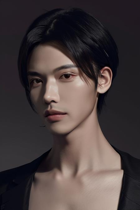 (masterpiece:1.2),(best_quality:1.4),(highres:1.1),(ultra-detailed:1.2),1 man,korean,good_shoulder,fashion_model,model_pose,(black male perm hair),(eye close-up),model,(handsome) <lora:cyw2:0.8>,Clear eyes,Men's Hairstyle,black eyes,