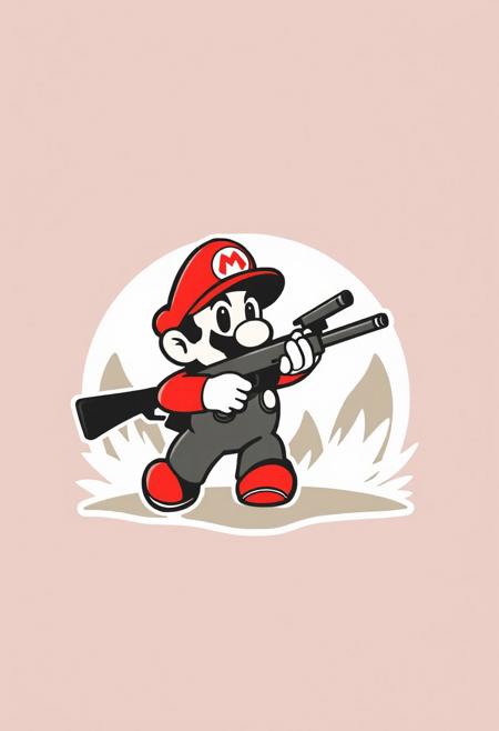 logo avec mario qui chasse a la campagne avec son fusil