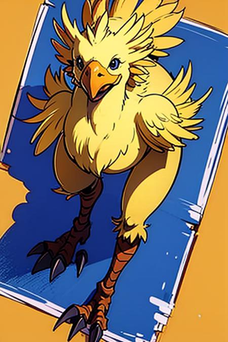 woman, riding, chicken, chocobo, bird <lyco:Chocobo_Lycoris_B:0.8> running, (biped:1.2). from above